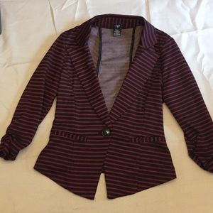 Juniors Red and Black Striped Blazer